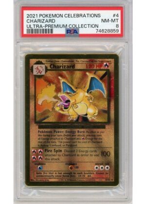 Charizard Metal kort Celebration UPC 4/102 PSA 8