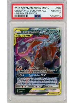 Greninja & Zoroark GX 107/214 PSA 10