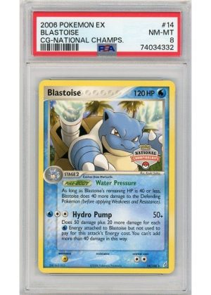 Blastoise National Championship Stamp 14/100 PSA 8