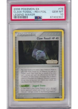 Claw Fossil 78/92 Reverse Foil PSA 10