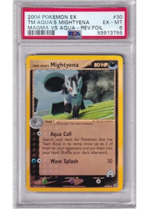 Team Aqua's Mightyena 30/95 Reverse Foil PSA 6